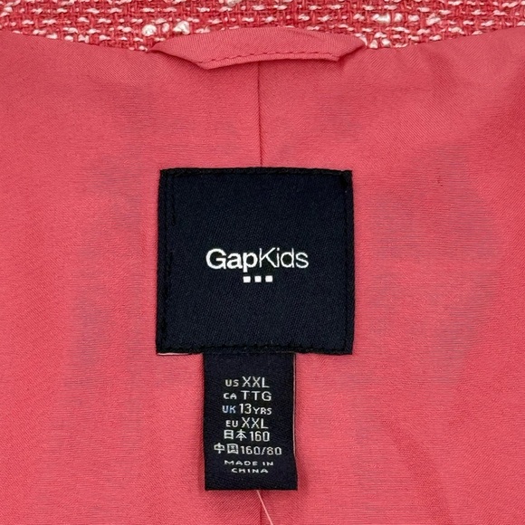 NWT Gap Kids Girls Boucle Jacket Pink White 2 Snap Closure 2 pockets Size XXL - Picture 5 of 11